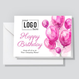 Tarjeta Logo Rosa Globos Artísticos Cumpleaños Empresarial
