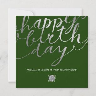 Tarjeta Logo Script Silver Lettering Forest Green Birday