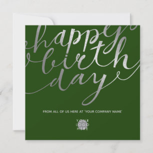 Tarjeta Logo Script Silver Lettering Forest Green Birday