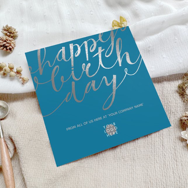 Tarjeta Logo Script Silver Lettering Verde azulado Día de  (Subido por el creador)