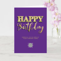 Logotipo 3d Cartas de Oro Cumpleaños Púrpura