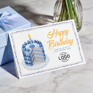 Tarjeta Logotipo Azul Grande Gris Torta Vintage Negocio Cu