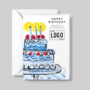 Tarjeta Logotipo Corporativo Azul Artístico Crayón Pastel