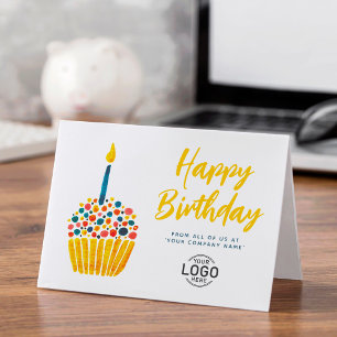 Tarjeta Logotipo corporativo Cute el pastel azul rojo Cump