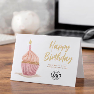 Tarjeta Logotipo corporativo Cute Tones blandos Cupakes Cu