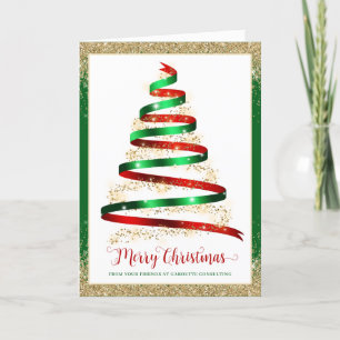 Tarjeta Logotipo corporativo de Navidad en forma de cinta 