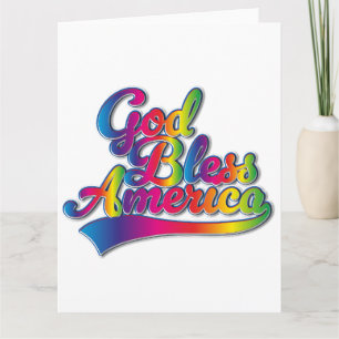 Tarjeta logotipo de arcoíris de Dios bendiga a América