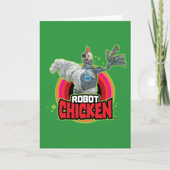 Tarjeta Logotipo de carácter de pollo robot (Anverso)