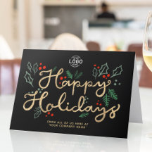 Logotipo de comercio Letters Gold Happy Holidays B