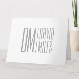 Tarjeta Logotipo de iniciales y nombre gris minimalista y