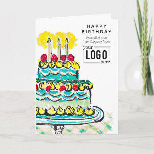 Tarjeta Logotipo de negocio pastel artístico turquesa Cump