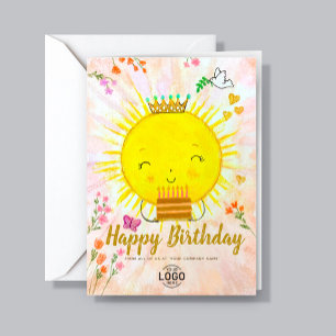 Tarjeta Logotipo de personalizado Sol sonriente lindo con 