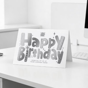 Tarjeta Logotipo Divertido Cumpleaños Falso Plateado Manus