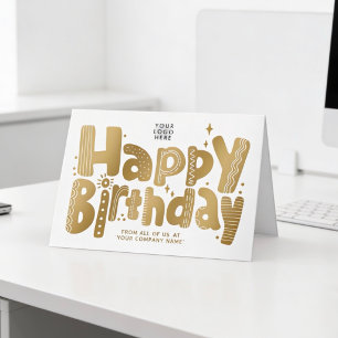 Tarjeta Logotipo Divertido Juguetón Dorado Falso Cumpleaño