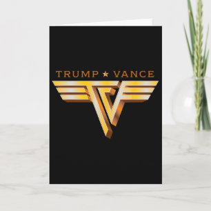 Tarjeta Logotipo dorado de Trump Vance Tv Rocker Vintage T