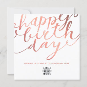 Tarjeta Logotipo Faux Rosa Gold Stylish Lettering Cumpleañ