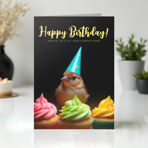 Tarjeta Logotipo Fun Cute Corporate Sparrow Bird Cumpleaño