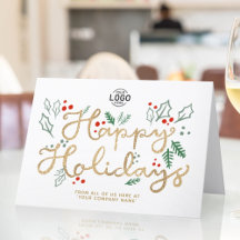 Logotipo Oferta Dorada Feliz Vacaciones Blanco