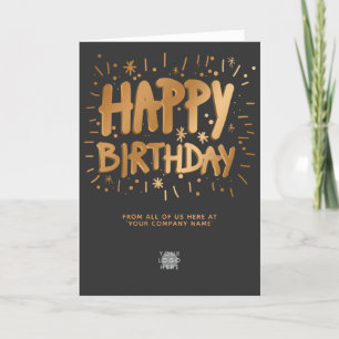 Tarjeta Logotipo personalizado Faux Gold 3d Feliz cumpleañ