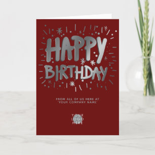 Tarjeta Logotipo personalizado Faux Silver Fun Burgundy Cu