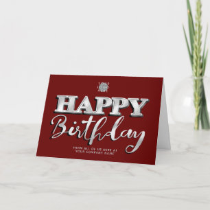 Tarjeta Logotipo Silver Lettering Burgundy Business Birday