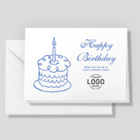Logotipo Simple Garabato Azul Torta Cumpleaños Emp