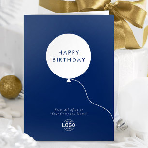 Tarjeta Logotipo Simple Navy Blue Balloon Birday