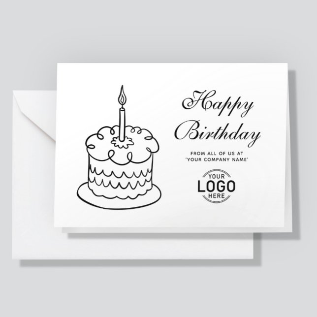 Tarjeta Logotipo Simple Tarta Cumpleaños Negocio Blanco (Subido por el creador)