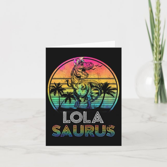 Tarjeta Lolasaurus de dinosaurio Lola Saurus familia Matc  (Anverso)