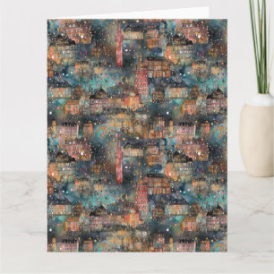 Tarjeta Londres en Navidad y Año Nuevo en acuarelas