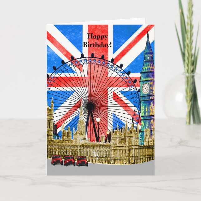 Tarjeta Londres Inglaterra Feliz cumpleaños (Anverso)