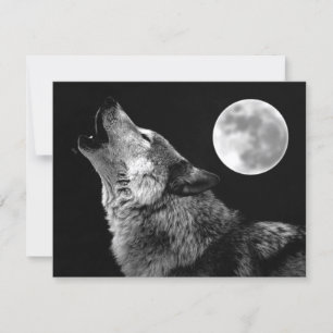 Tarjeta Lone Wolf Howling en la Luna