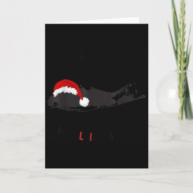 Tarjeta Long Island Christmas - Long Island Map With Santa (Anverso)