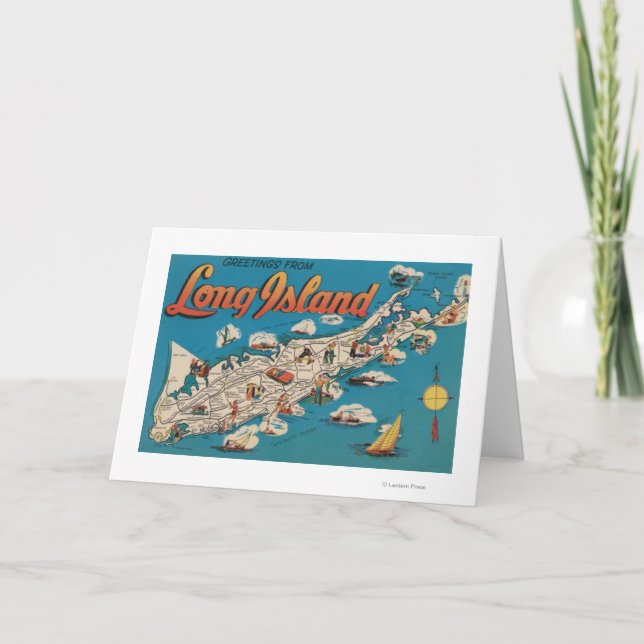 Tarjeta Long Island, Nueva York - saludos de (Anverso)