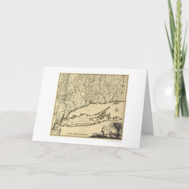 Tarjeta Long Island y mapa 1780 de Connecticut (Anverso)