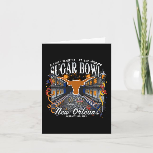 Tarjeta Longhorns Sugar Bowl 2024 Cfp Semi Football Nola (Anverso)
