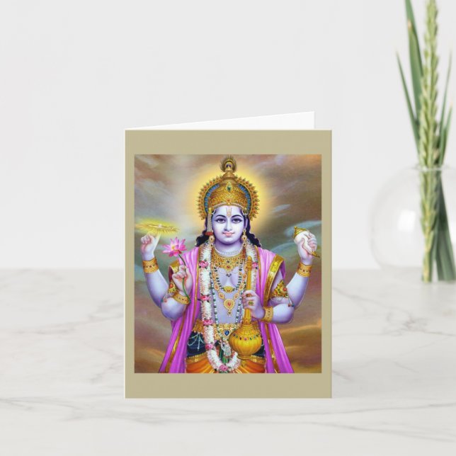 Tarjeta Lord Vishnu Floral Bella Artes (Anverso)