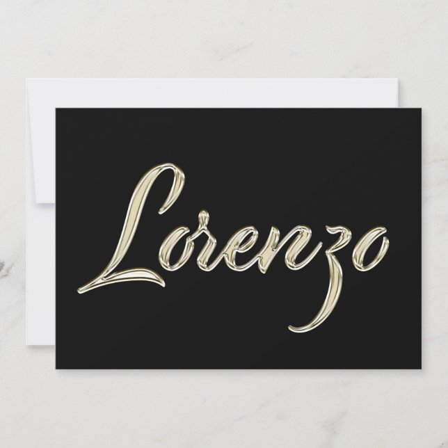 Tarjeta Lorenzo Name white gold Handwriting Karte (Anverso)