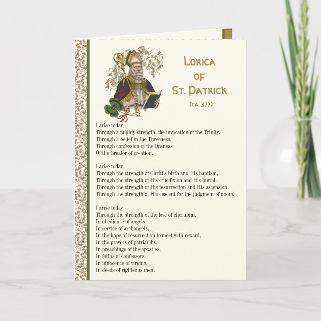 Tarjeta Lorica irlandesa de St. Patrick Prayer (Anverso)