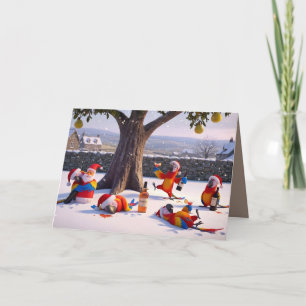 Tarjeta Loro borracho divertido Navidad