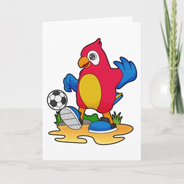 Tarjeta Loro como jugador de fútbol con balón (Anverso)