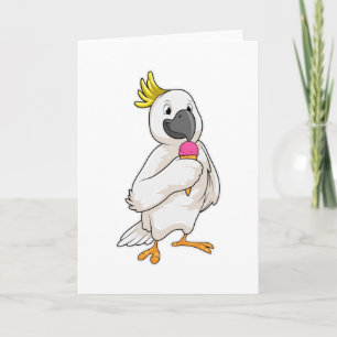 Tarjeta Loro con helado de waffle