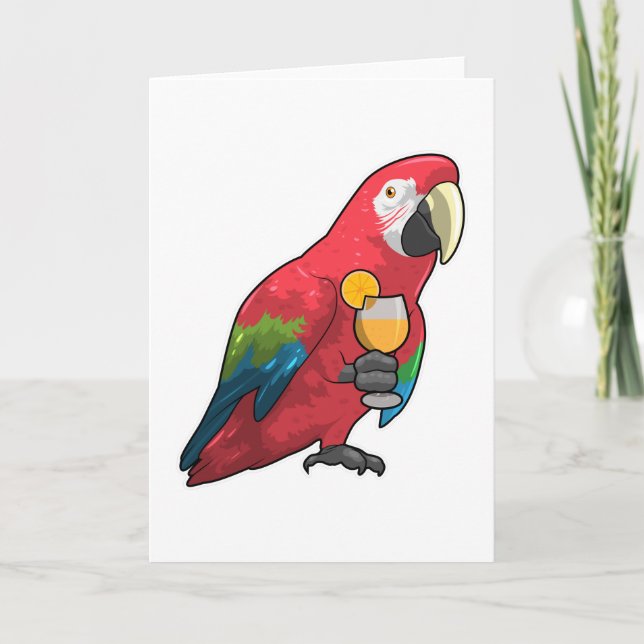 Tarjeta Loro con jugo de Naranja de vidrio (Anverso)