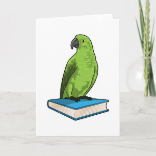 Tarjeta Loro con libro