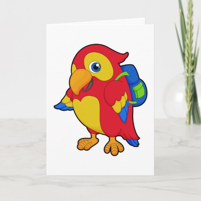 Tarjeta Loro con mochila (Anverso)