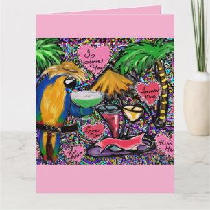 Tarjeta Loro de fiesta de San Valentín
