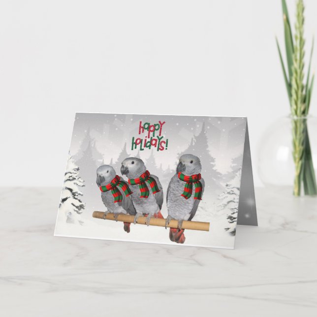 Tarjeta Loro Gris Africano Bebé Navidad (Anverso)