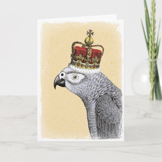 Tarjeta Loro gris con corona real (Anverso)