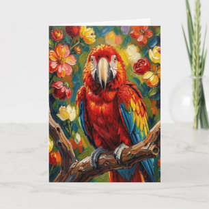 Tarjeta Loro Guacamayo Pretty Impasto Blanco