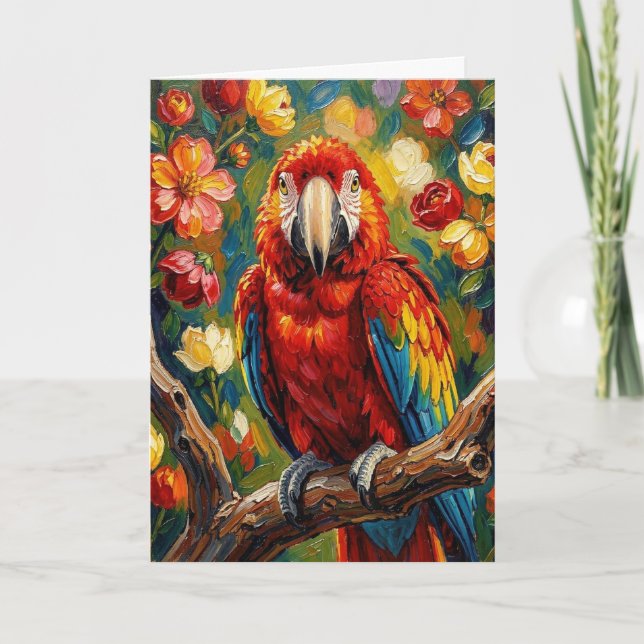 Tarjeta Loro Guacamayo Pretty Impasto | Blanco (Anverso)